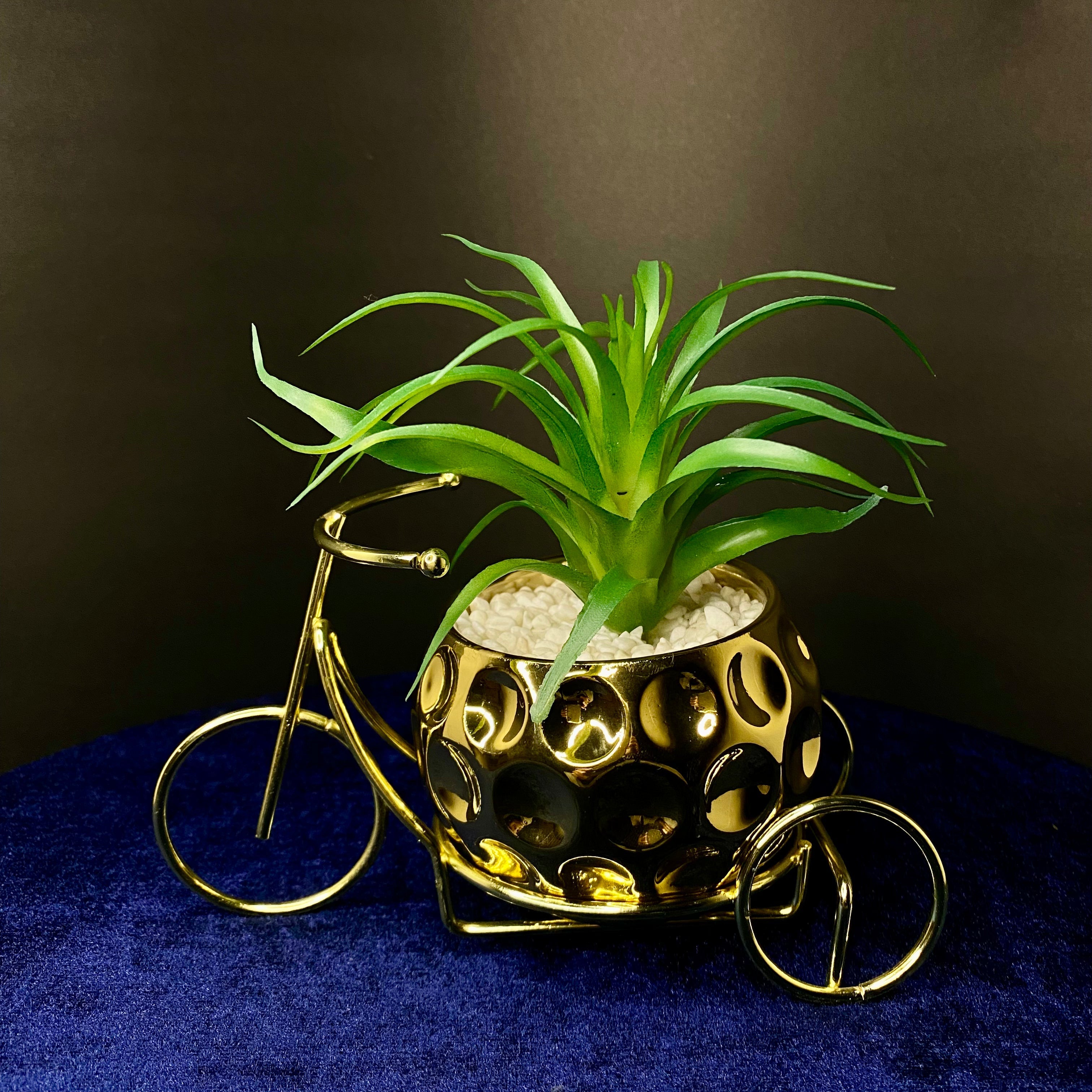 Vintage Golden Tricycle Ceramic Planter